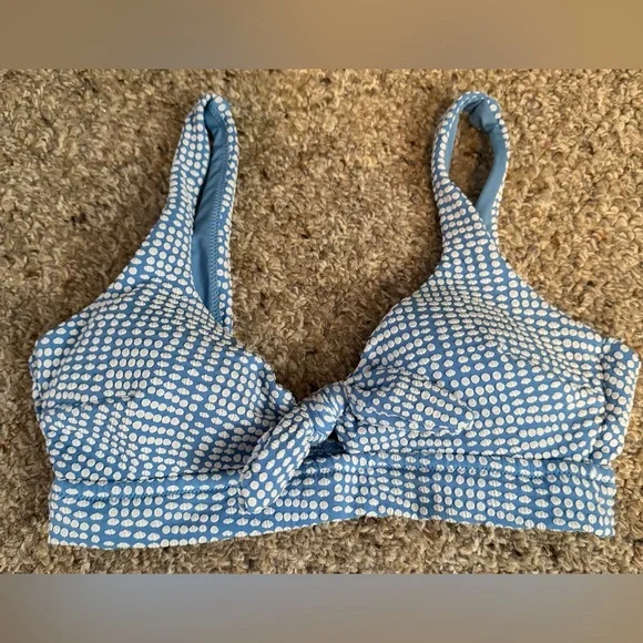 NWT Aerie Blue Polka Dot Tie Bikini Top - Picture 1 of 3